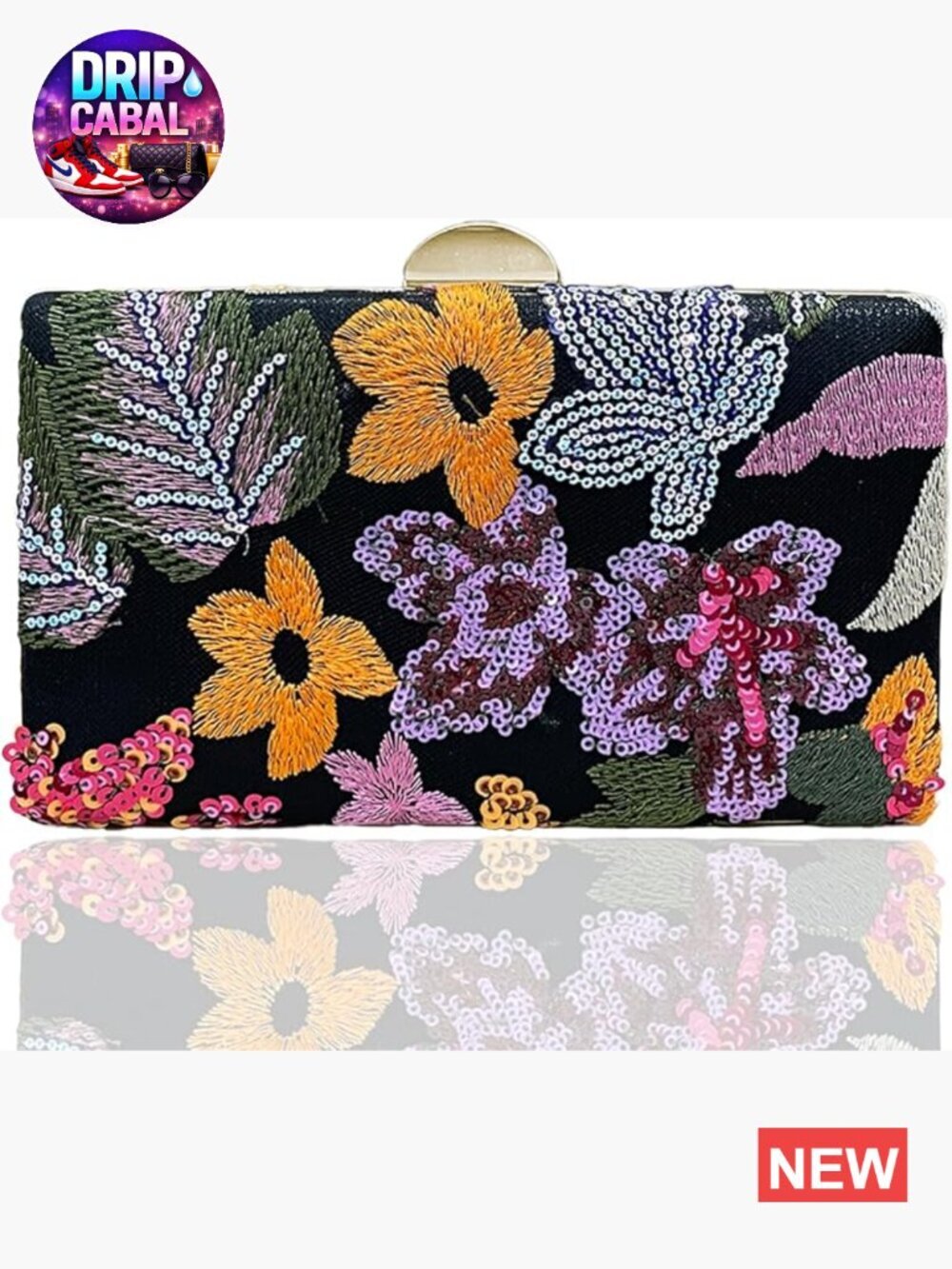 Beaded Sequin Flower Clutch Purse Floral Embroidery Evening Bag Wedding Party